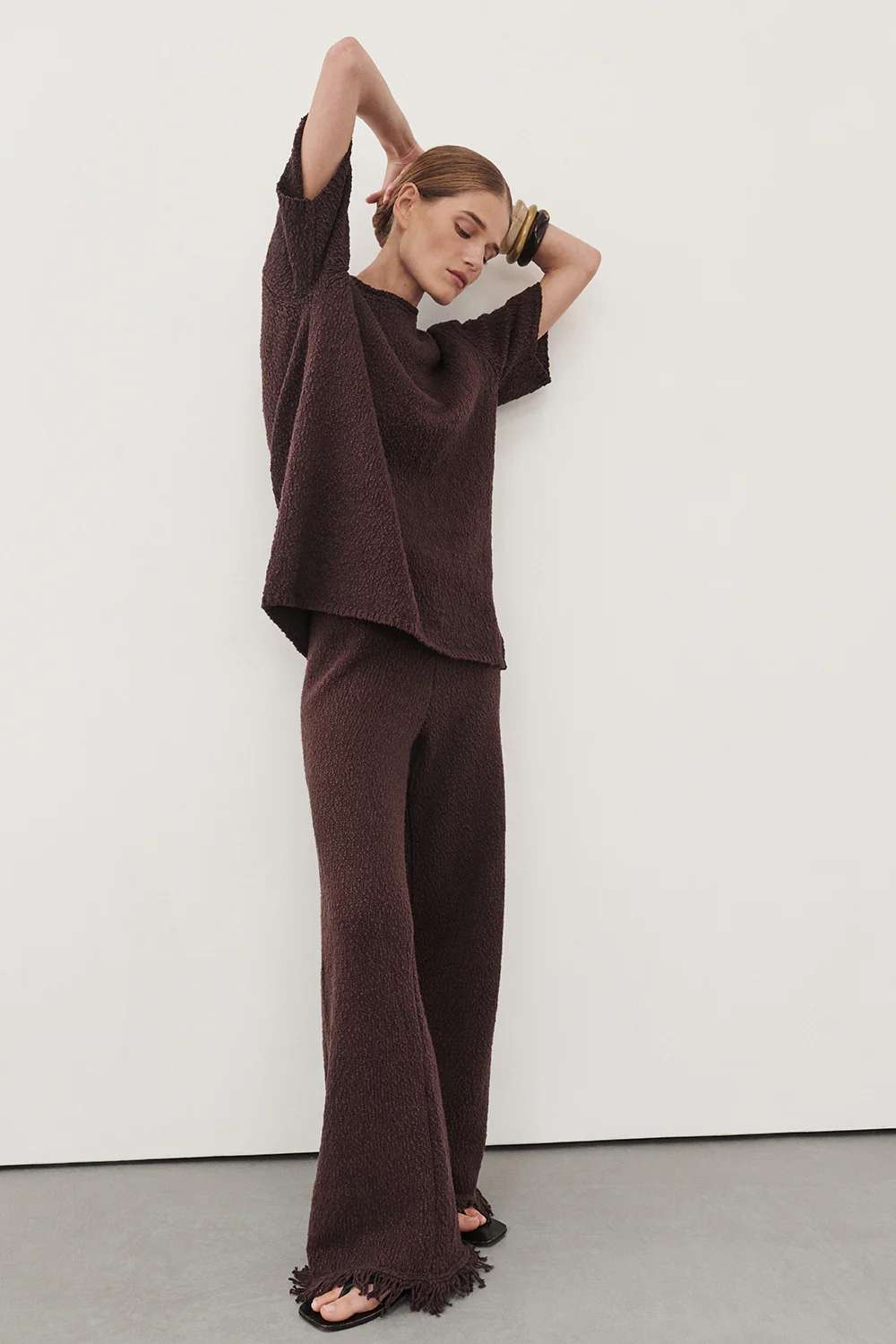 SUE CHOC FRINGE KNIT PANT - Yukikoi