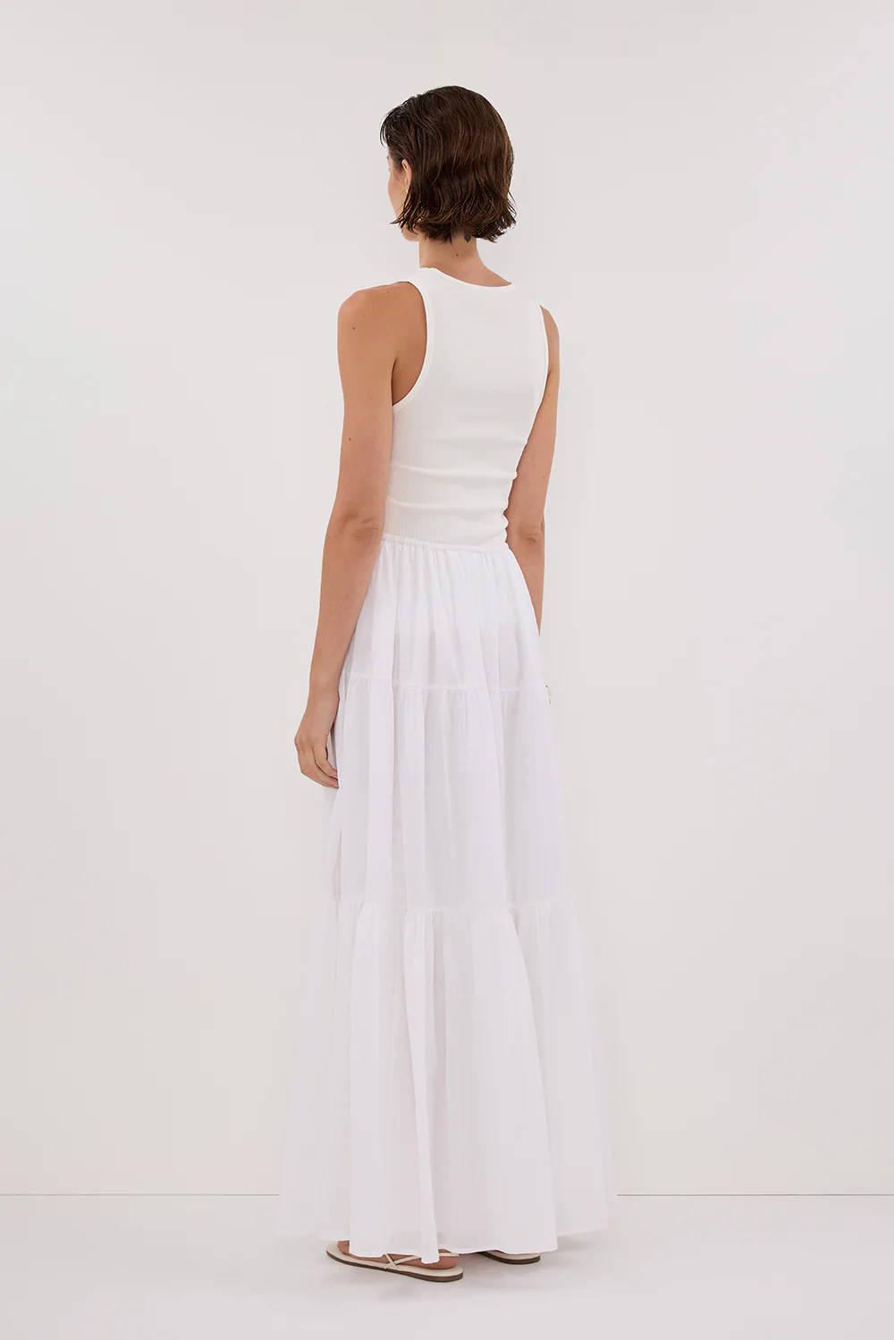 FLETCHER WHITE TIERED MAXI SKIRT - Yukikoi
