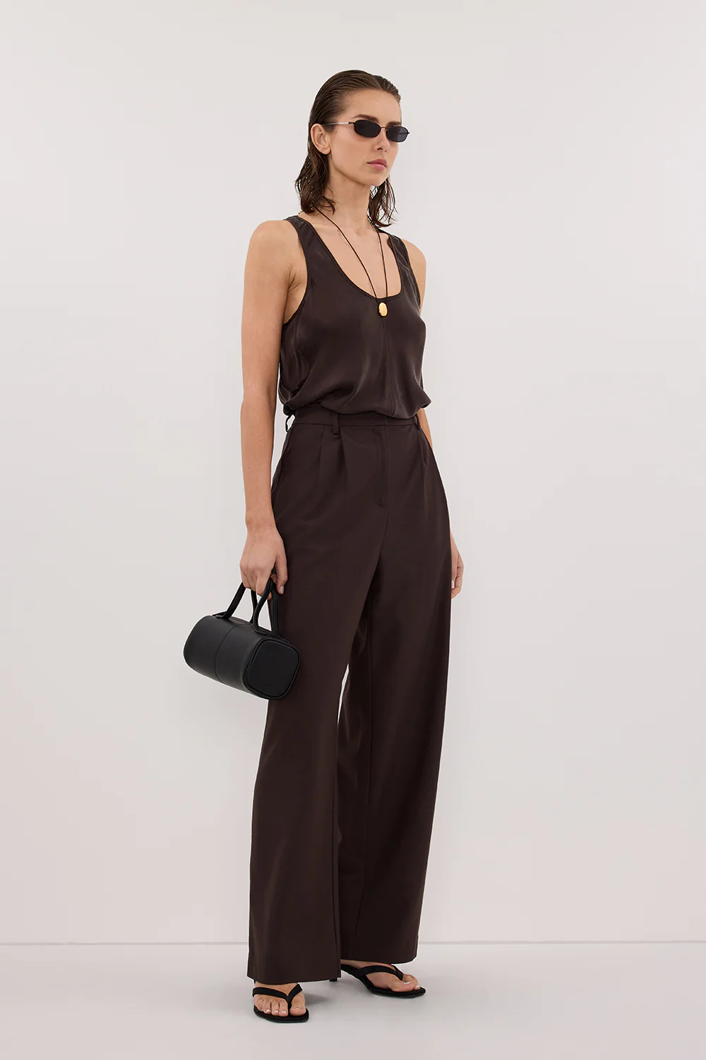 COLETTE BITTER CHOC SILK CAMI TOP - Yukikoi