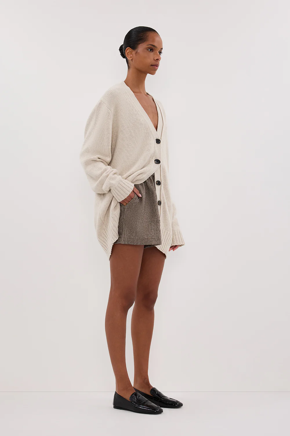 ZOE CHALK LONGLINE CARDIGAN - Yukikoi