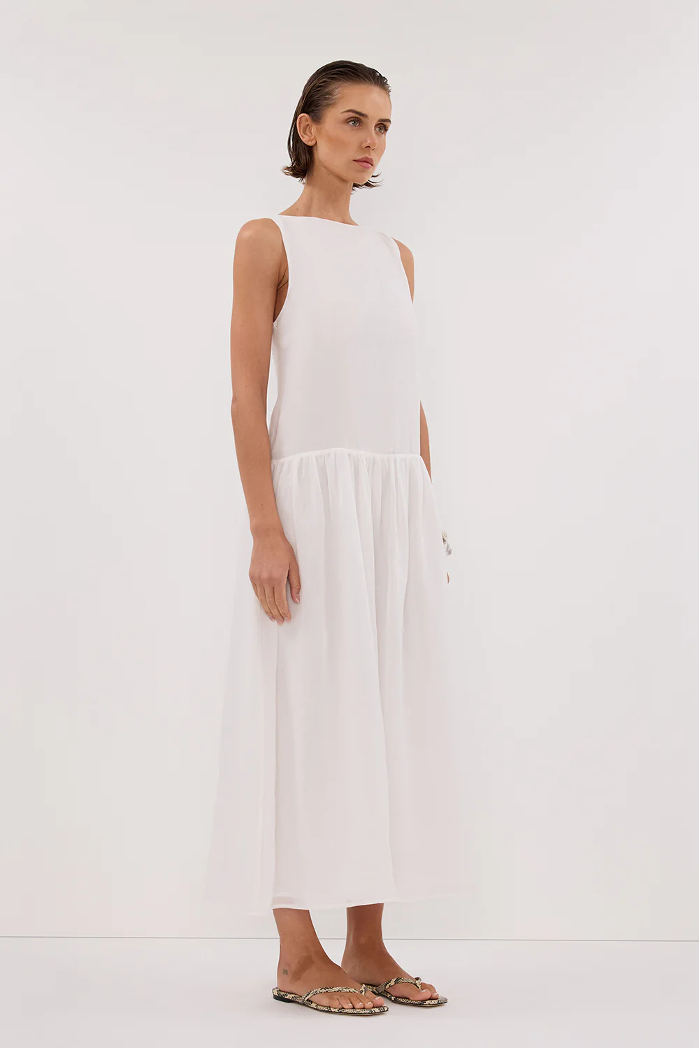 JACQUES WHITE RAMIE MIDI DRESS - Yukikoi