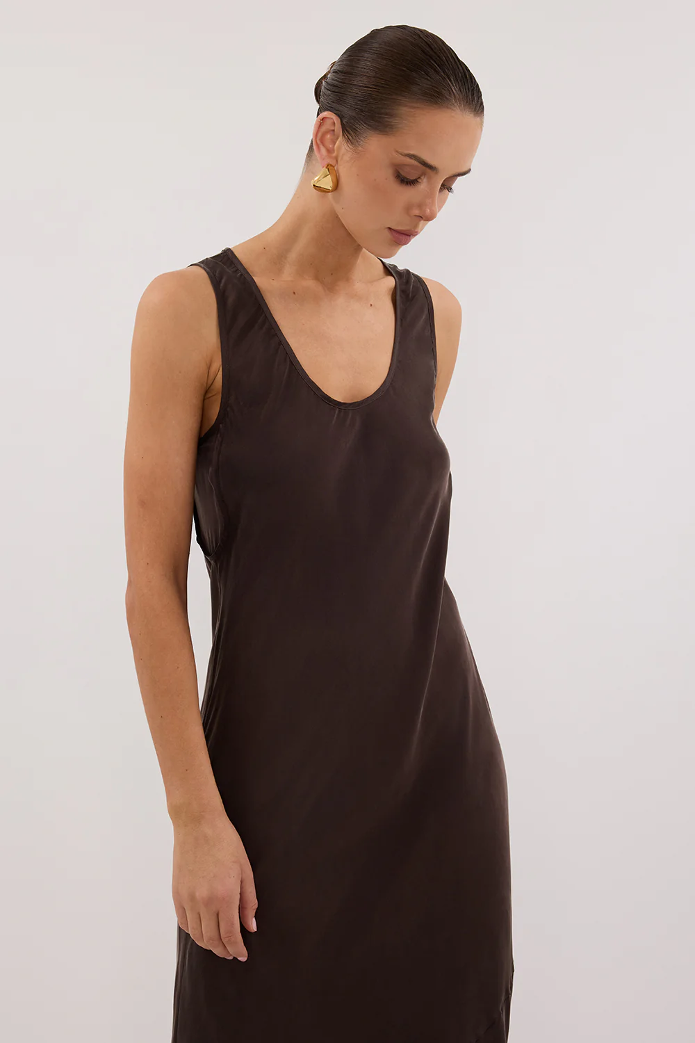 DARCY BITTER CHOC SILK MAXI DRESS - Yukikoi