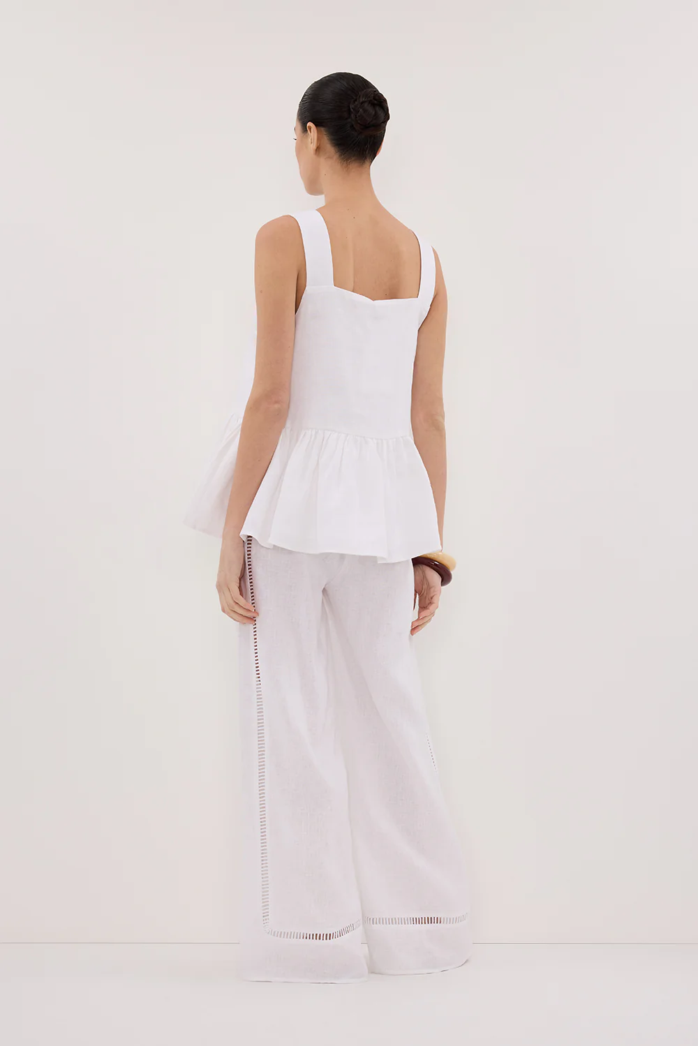 DAISY WHITE LINEN PEPLUM TOP - Yukikoi