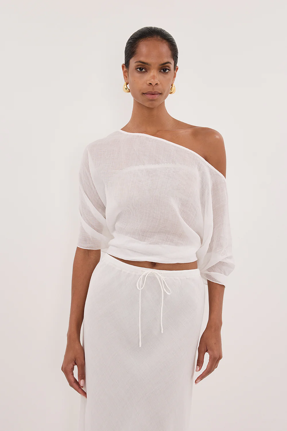 BRIANNE BATWING WHITE RAMIE TOP - Yukikoi