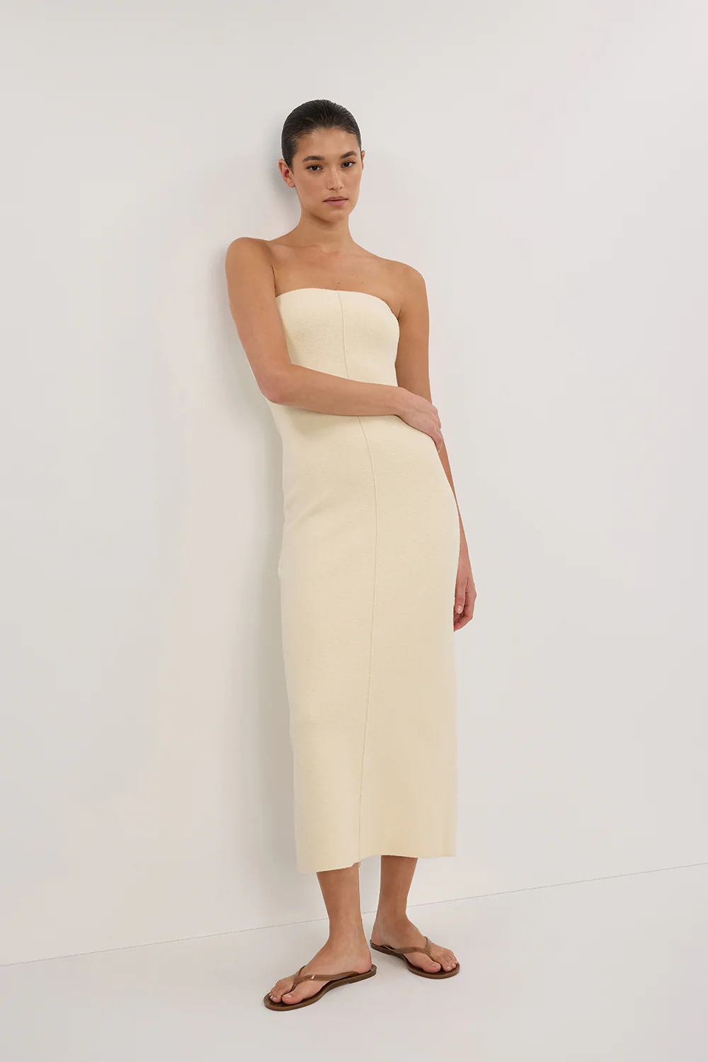OWEN CREAM CREPE BANDEAU DRESS - Yukikoi
