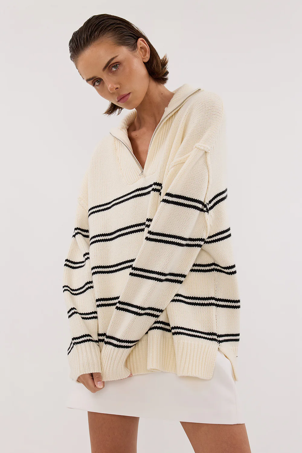 KATE CREAM STRIPE KNIT JUMPER - Yukikoi