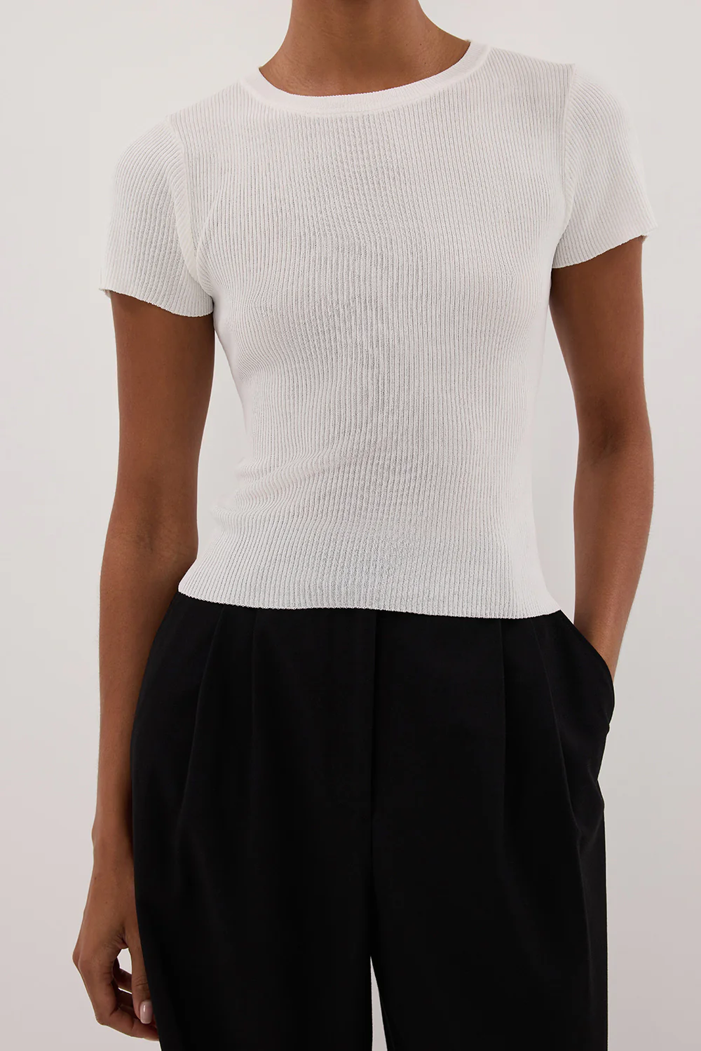 CLO WHITE RIBBED BABY TEE - Yukikoi