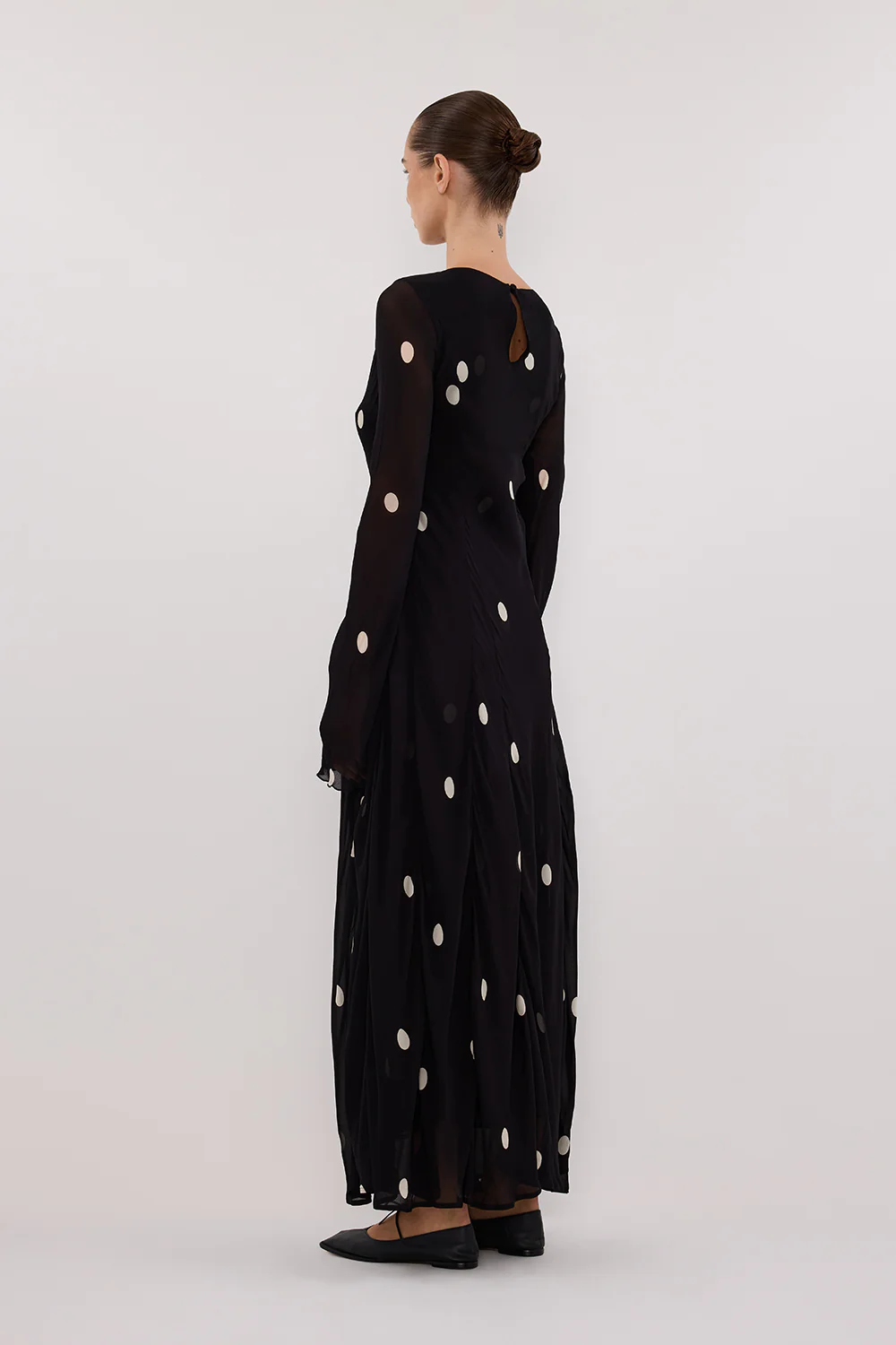 LAURA BLACK SPOT MIDI DRESS - Yukikoi