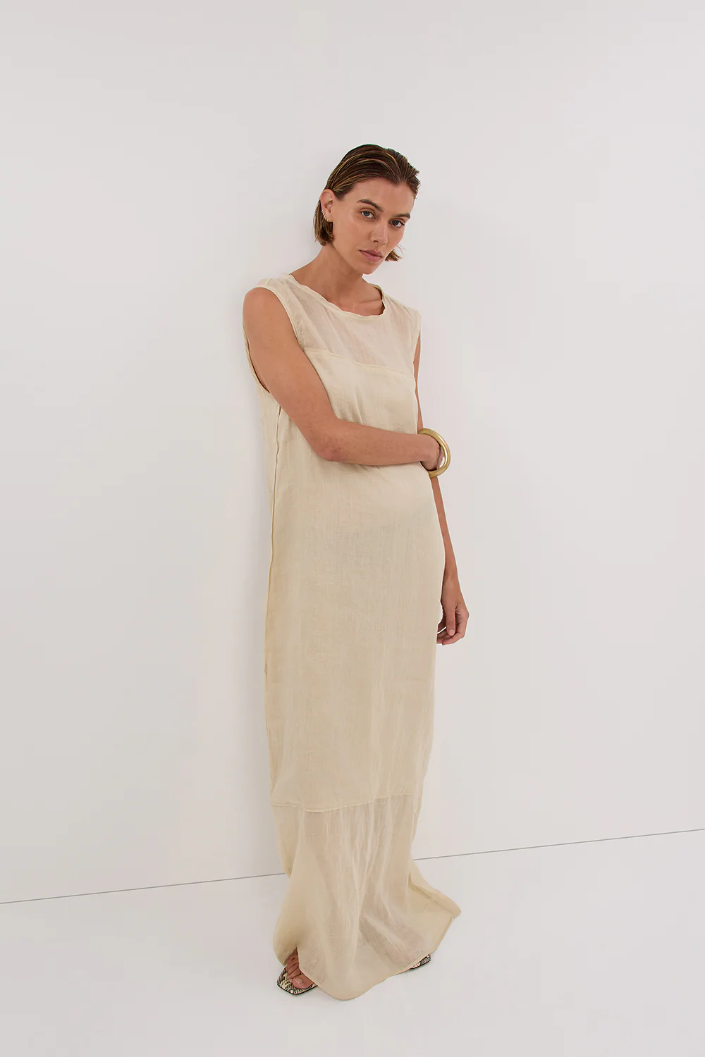 KAI PLASTER RAMIE SHELL MIDI DRESS - Yukikoi