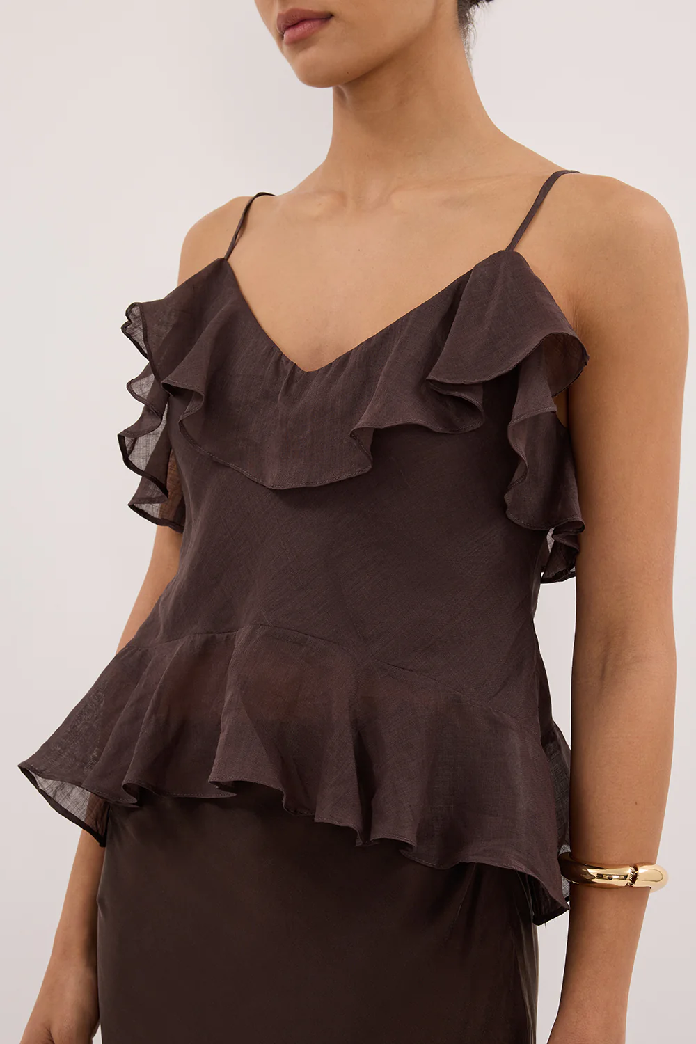 SARA DARK CHOC RAMIE CAMI TOP - Yukikoi