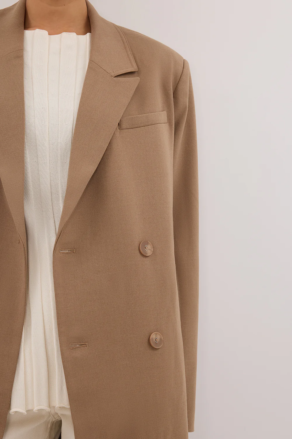 CELINA TAN WOOL BLEND COAT - Yukikoi