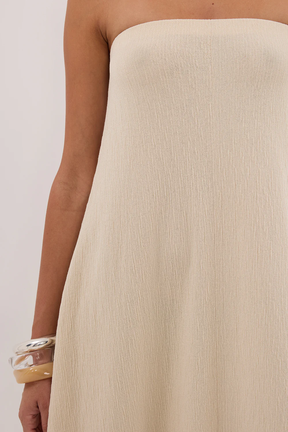 ALIAS NATURAL TEXTURED KNIT STRAPLESS MIDI DRESS - Yukikoi