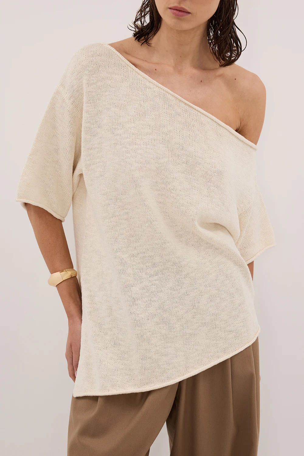 RICK CREAM ASYM KNIT TOP - Yukikoi