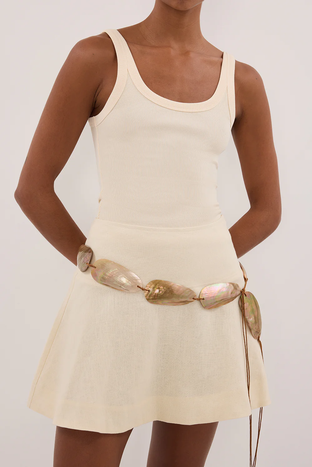 ALEA STRAW LINEN FLOUNCE MINI SKIRT - Yukikoi