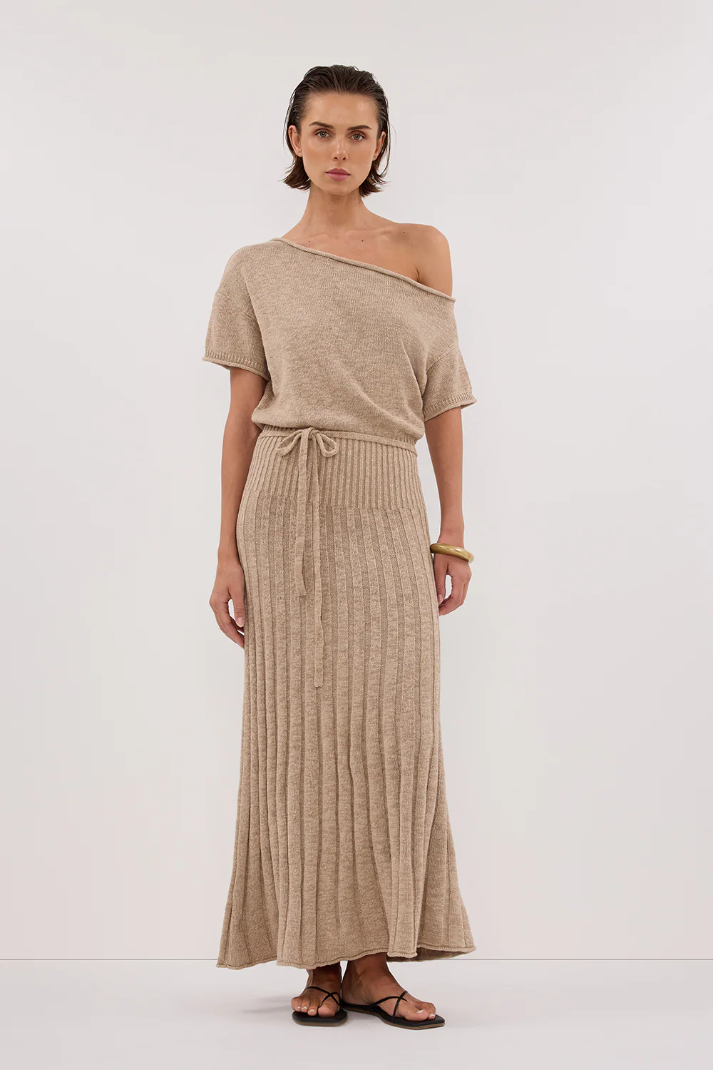 RICK NATURAL ASYM KNIT MIDI DRESS - Yukikoi
