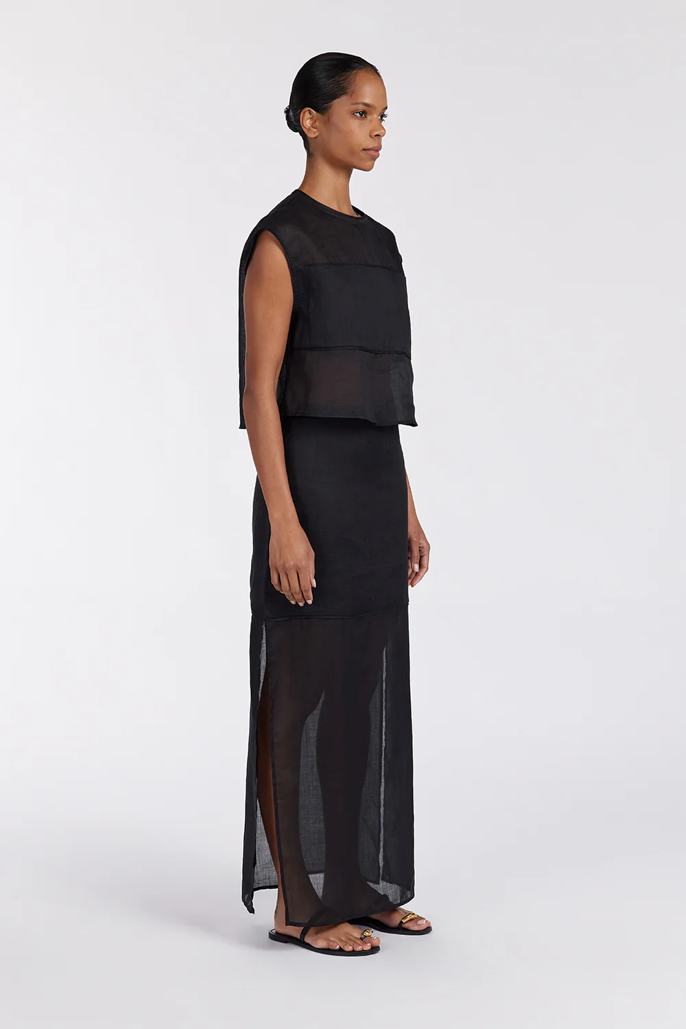 KAI BLACK RAMIE MIDI SKIRT - Yukikoi