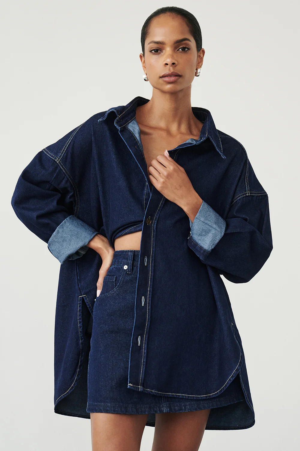 ASHTON INDIGO OVERSIZED DENIM SHIRT - Yukikoi