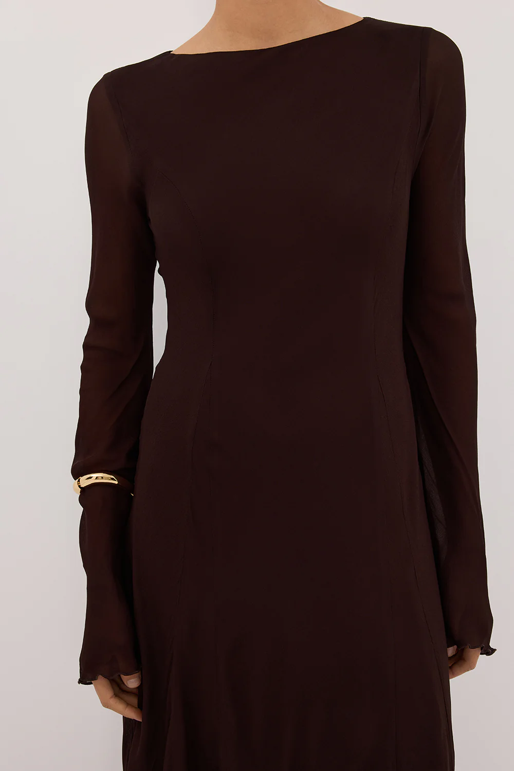 ELODIE DARK CHOC LONG SLEEVE MAXI DRESS - Yukikoi