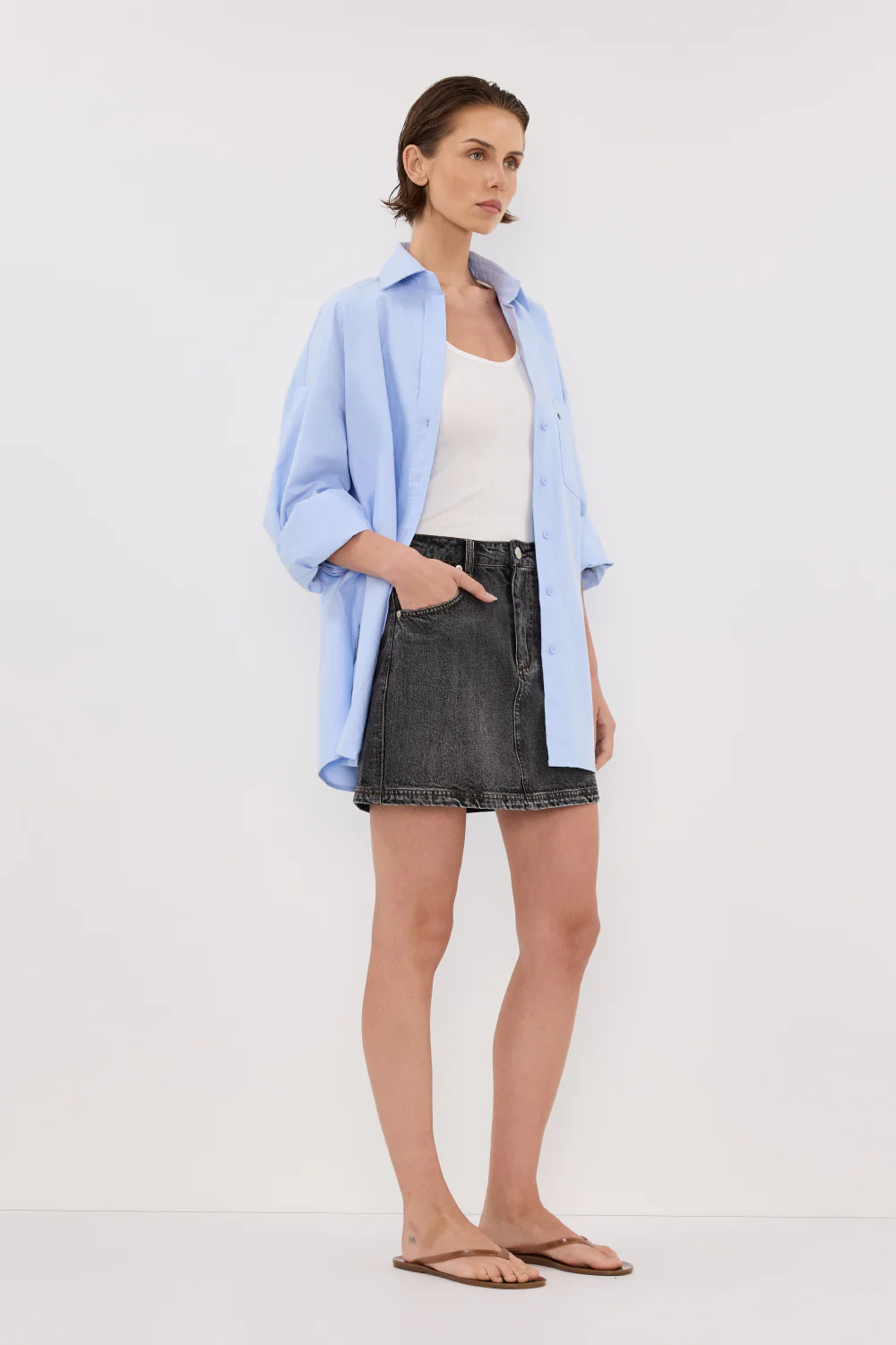 MASON WASHED BLACK DENIM MINI SKIRT - Yukikoi