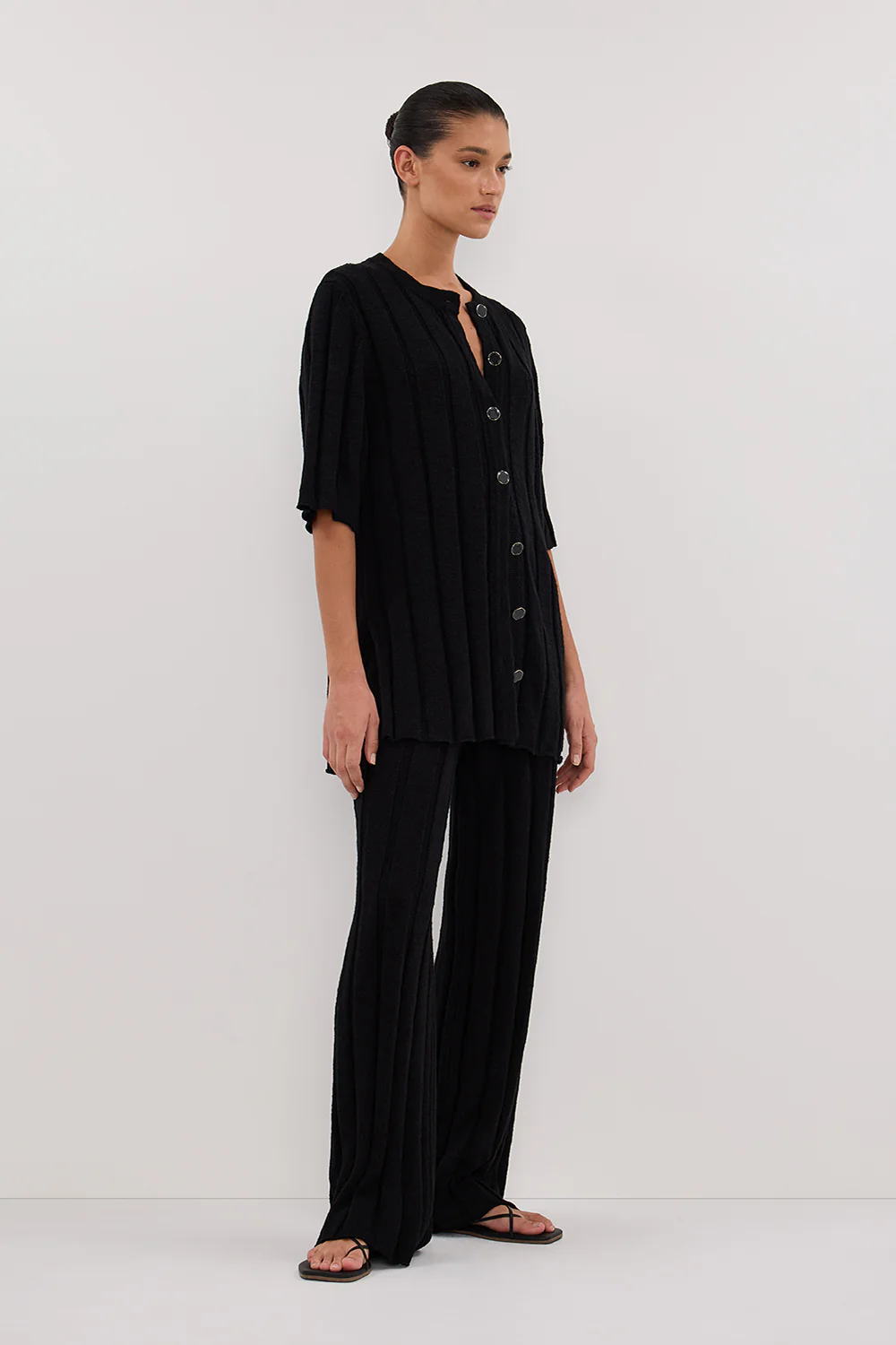 JAZZ BLACK WIDE LEG KNIT PANT - Yukikoi