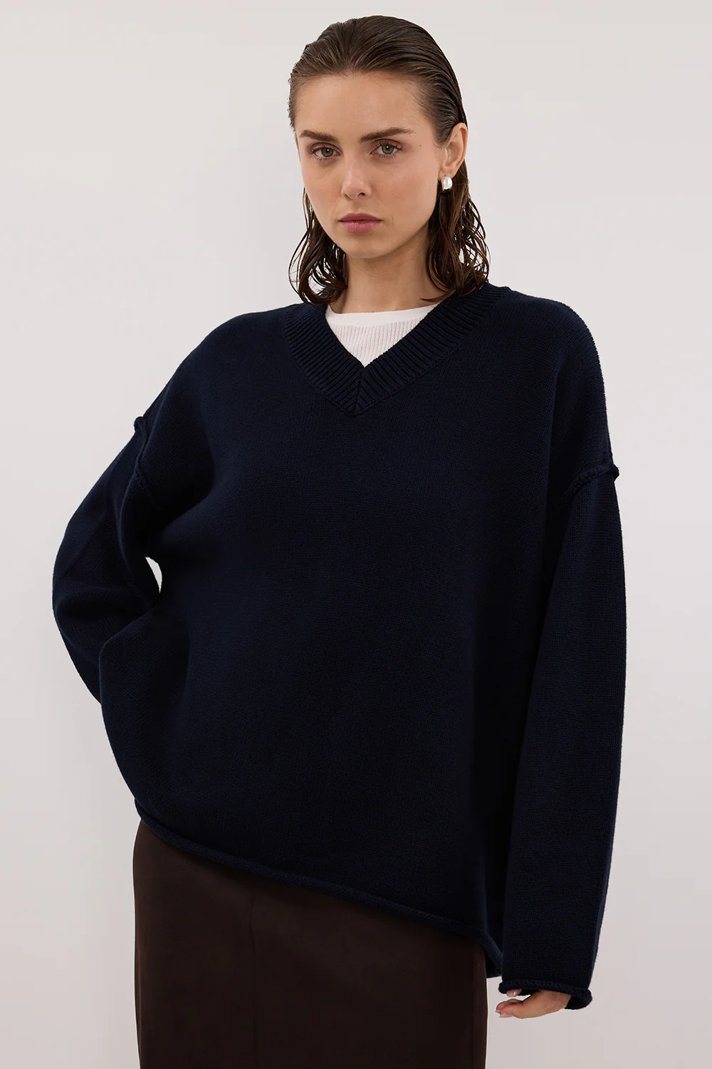 FLINT INK V NECK KNIT JUMPER - Yukikoi