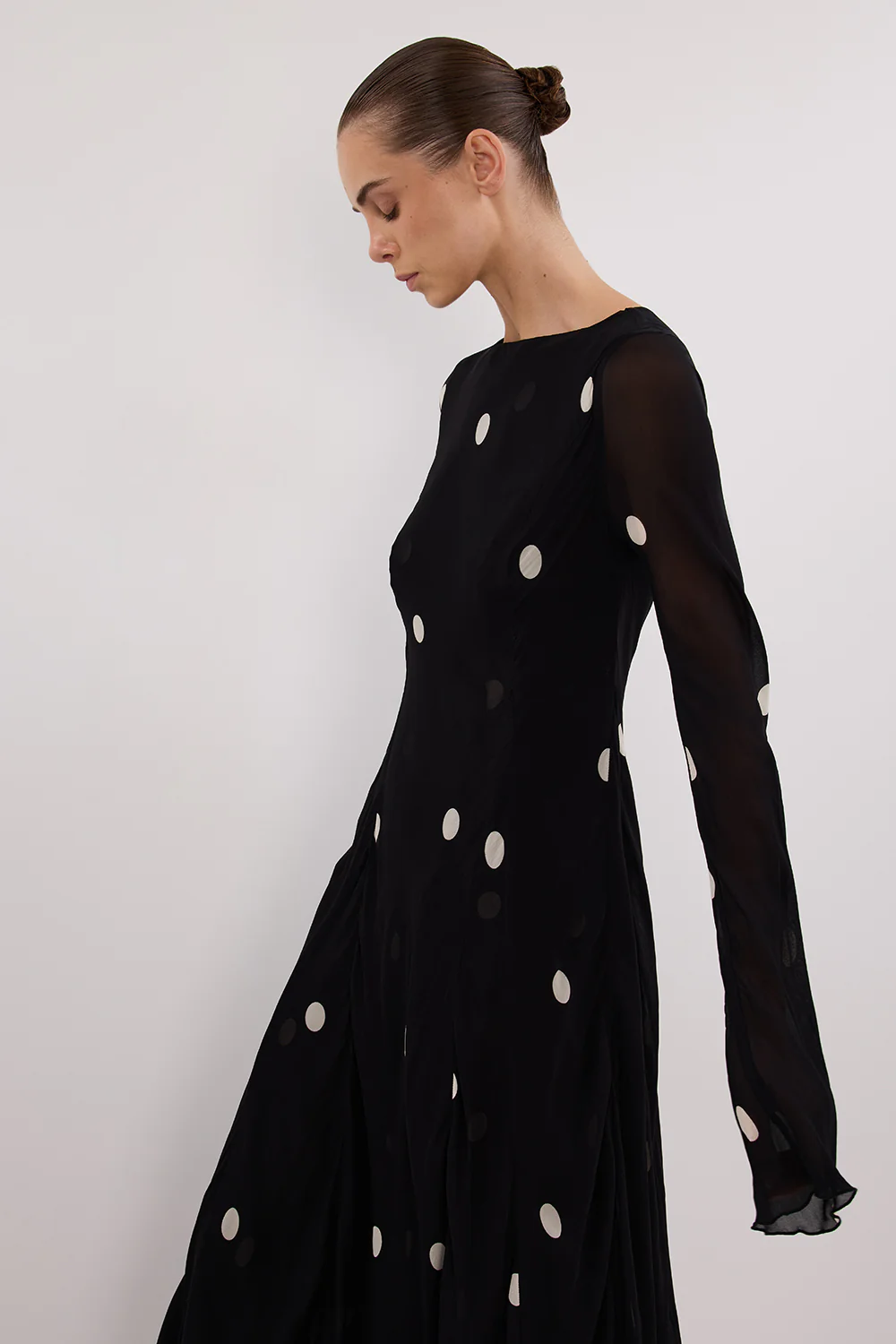 LAURA BLACK SPOT MIDI DRESS - Yukikoi