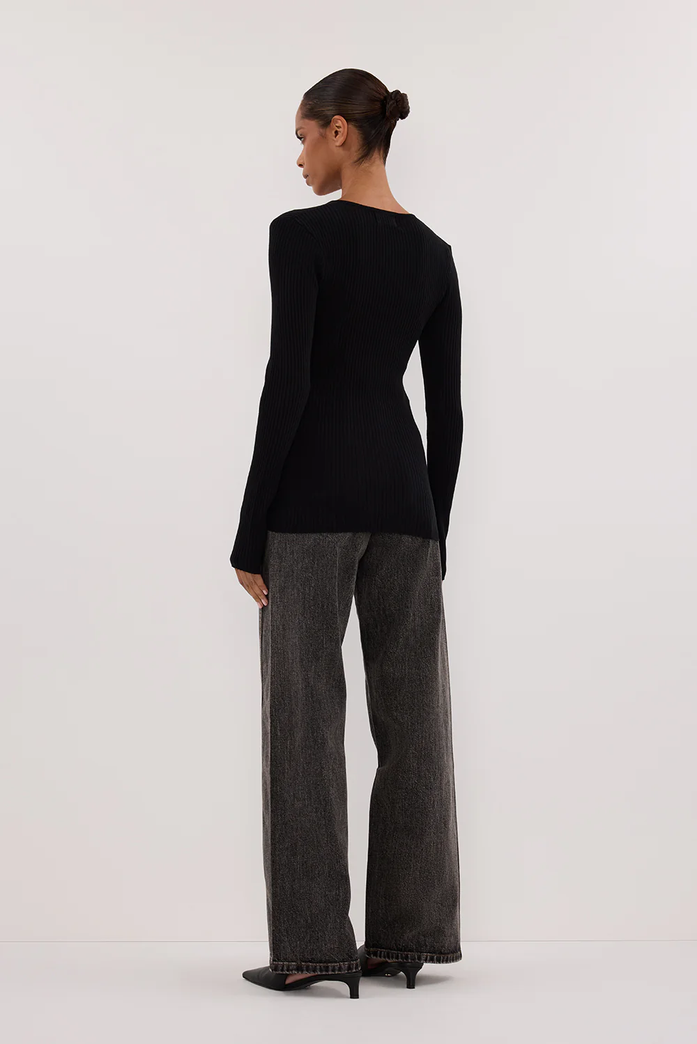 AMBER BLACK LONG SLEEVE KNIT CARDIGAN - Yukikoi