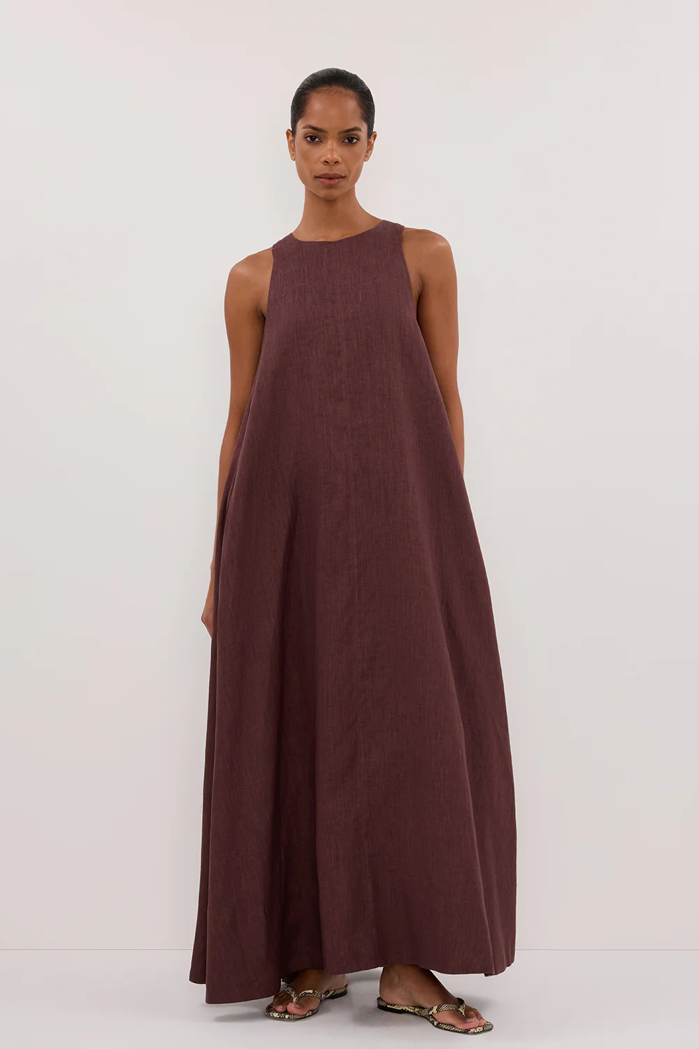 ISABELLE WALNUT LINEN MIDI DRESS - Yukikoi