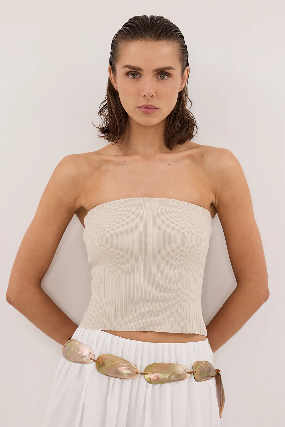 LIMA BONE STRAPLESS BANDEAU KNIT TOP - Yukikoi