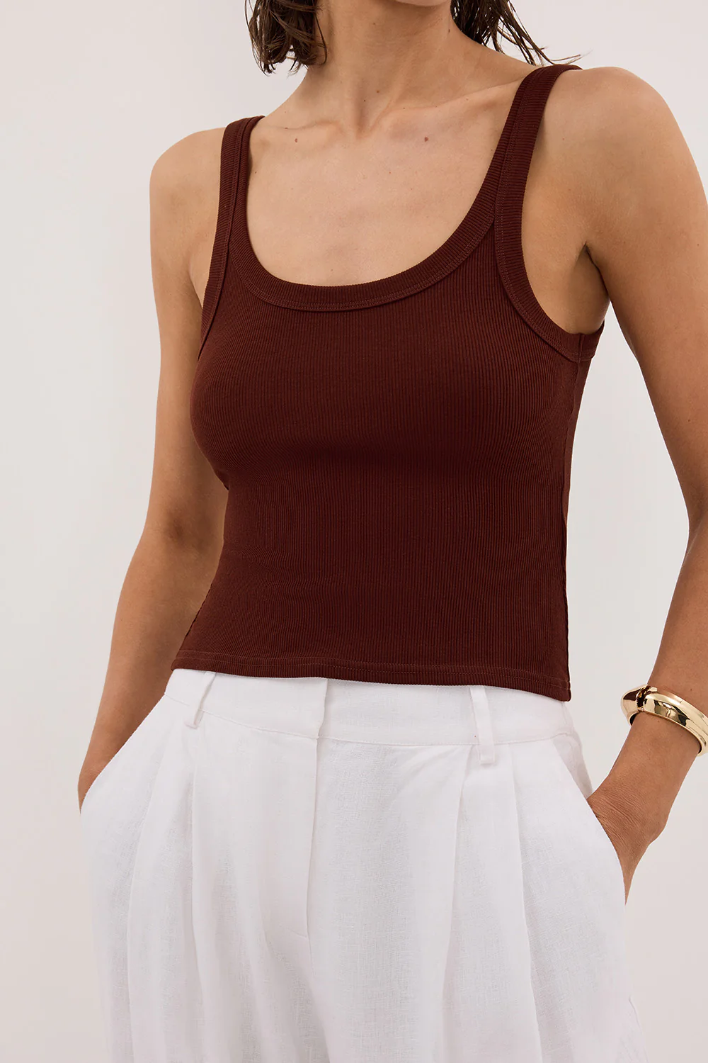 PHOEBE CINNAMON SCOOP NECK TANK TOP - Yukikoi