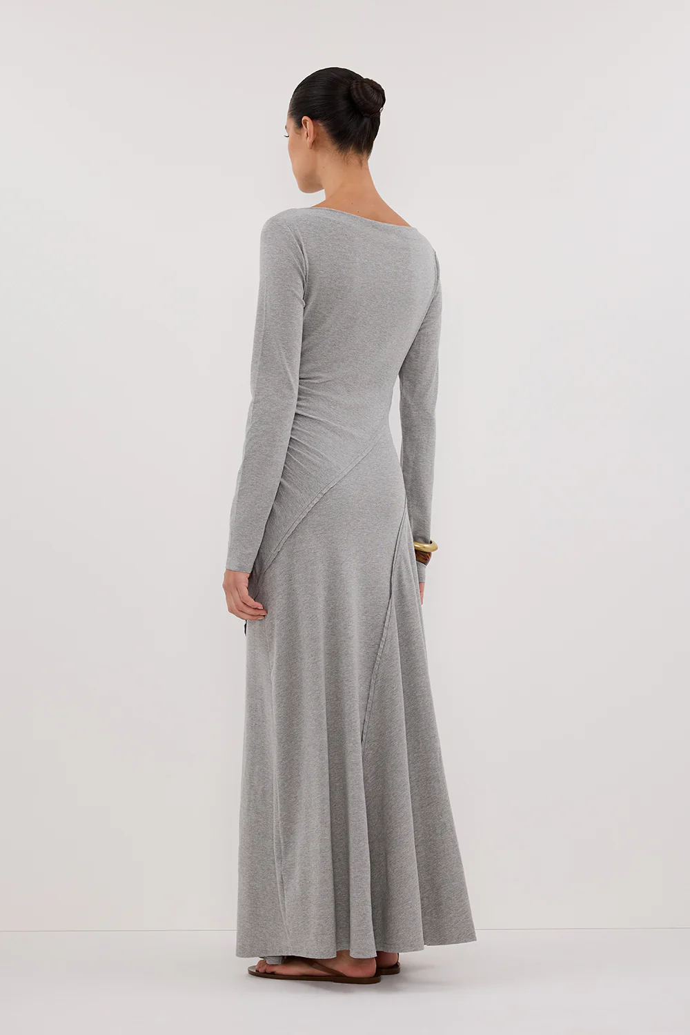 HADLEY SILVER LONG SLEEVE KNIT MAXI DRESS - Yukikoi