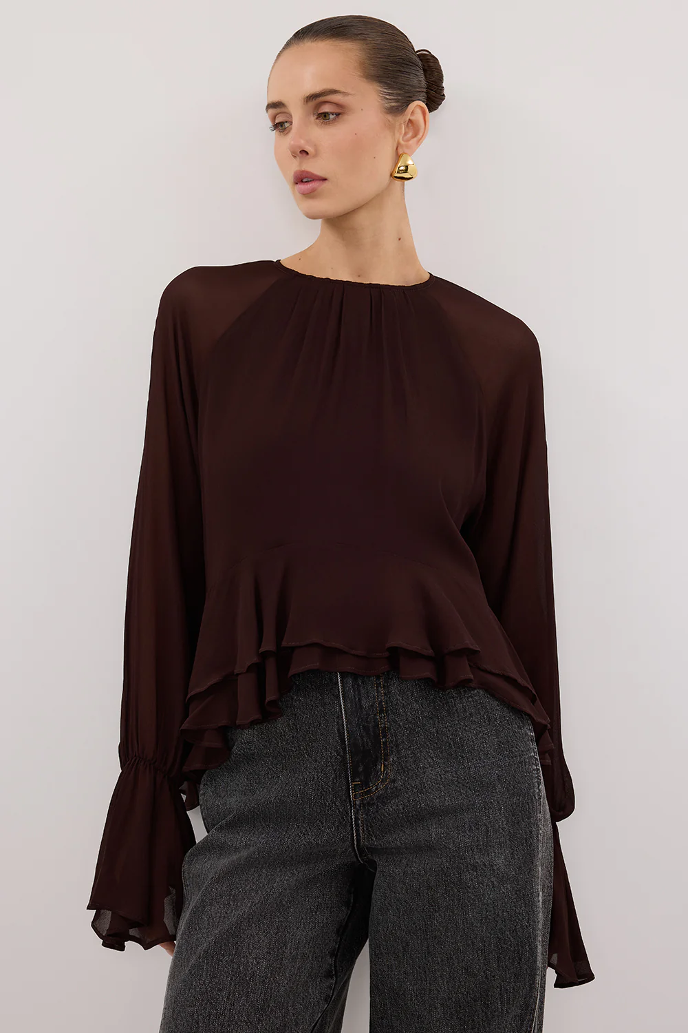 BODHI DARK CHOC LONG SLEEVE TOP - Yukikoi