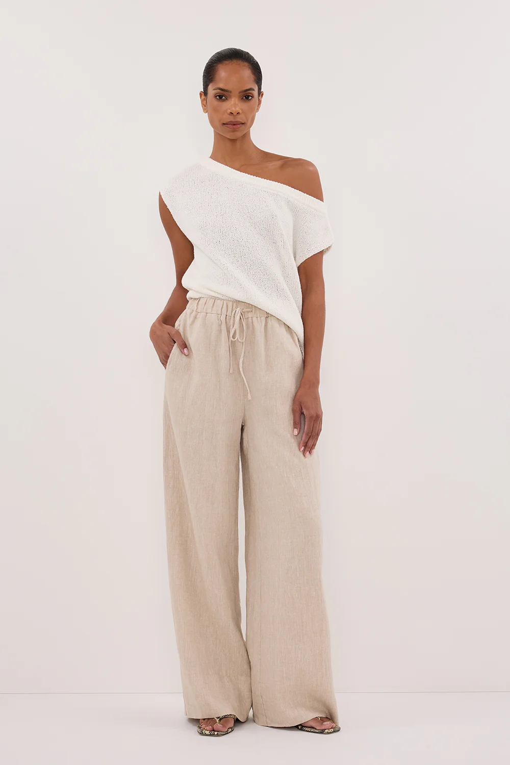 GINA NATURAL LINEN WAIST PANT - Yukikoi