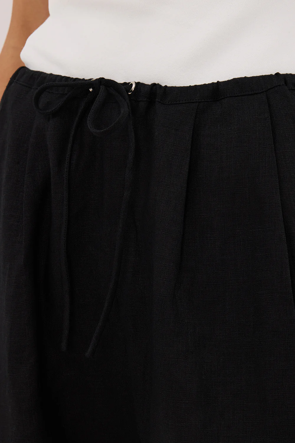 CARLA BLACK DRAWSTRING LINEN PANT - Yukikoi