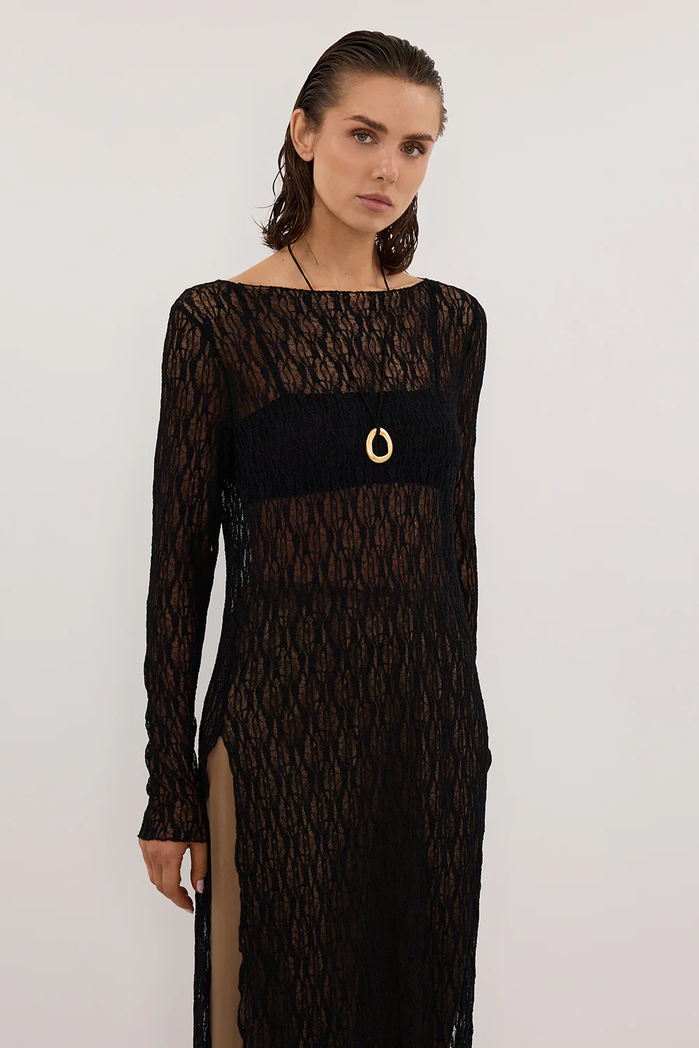 LIZZIE BLACK BOAT NECK TUNIC TOP - Yukikoi