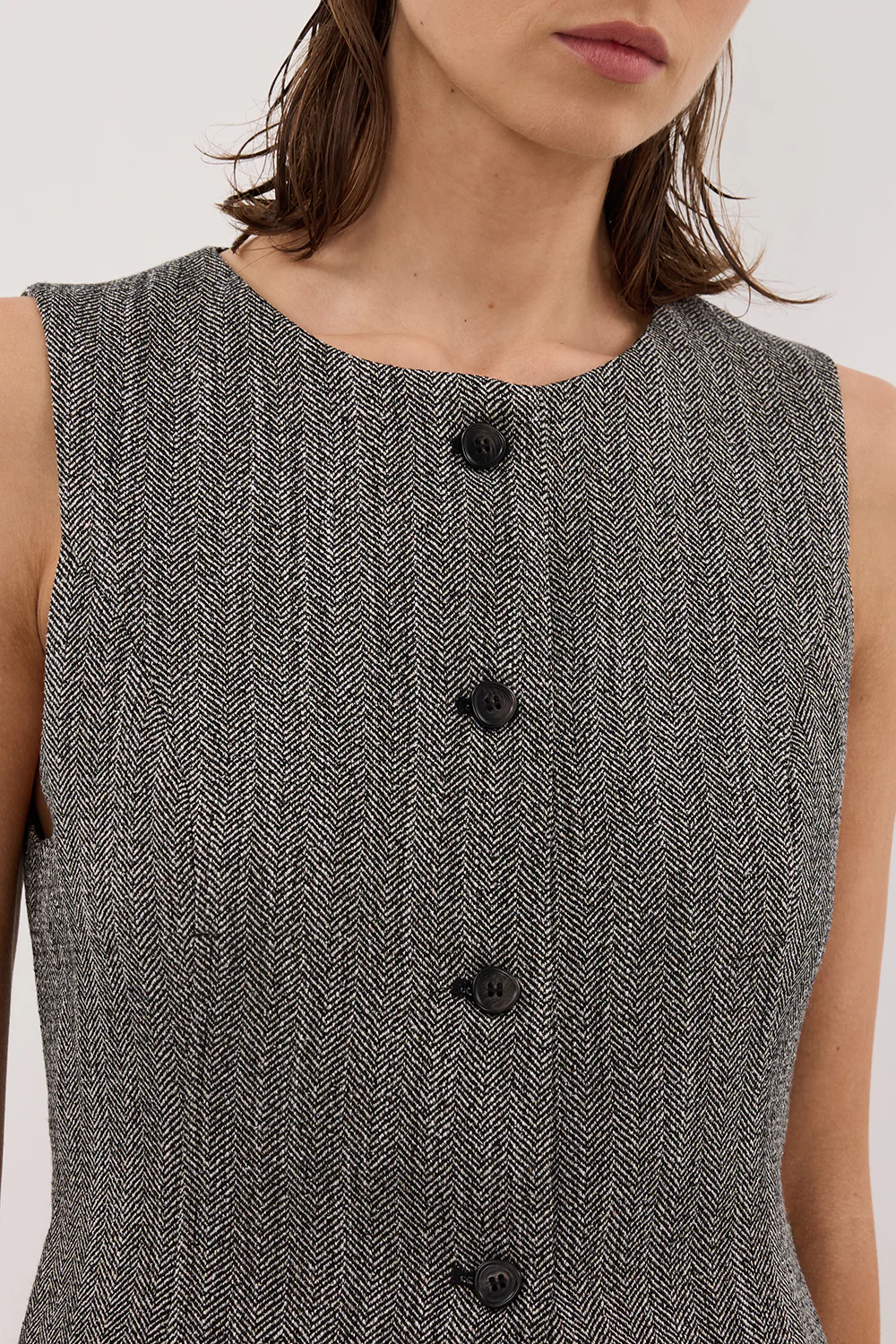 MANHATTAN CHARCOAL TWEED TUNIC VEST - Yukikoi