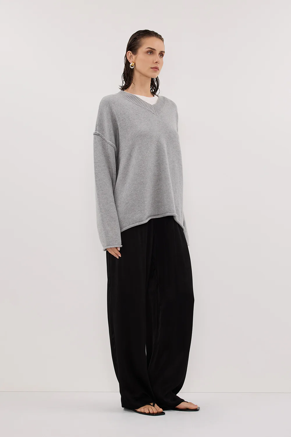 MONICA BLACK SATIN PANT - Yukikoi