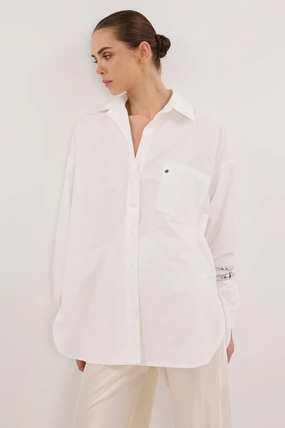 RHEA WHITE OVERSIZED COTTON SHIRT - Yukikoi