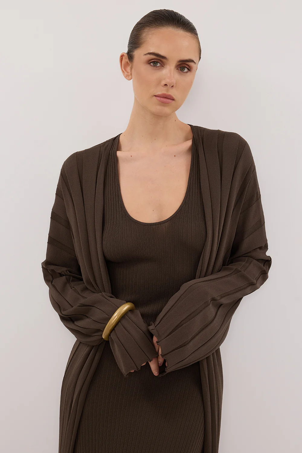 EVE DARK OLIVE KNIT MIDI CARDIGAN - Yukikoi