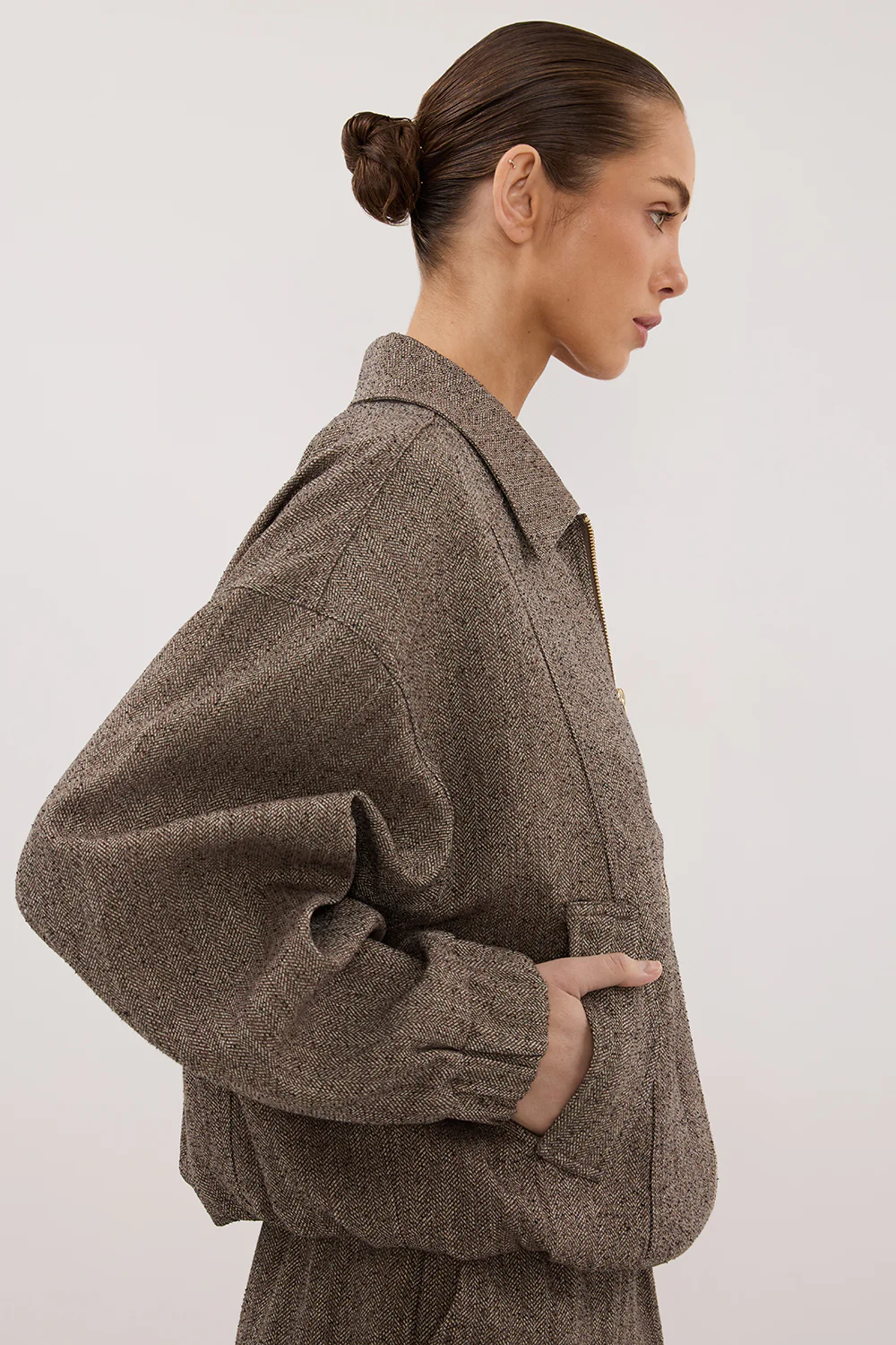 FRANKIE CHOC TWEED BOMBER JACKET - Yukikoi