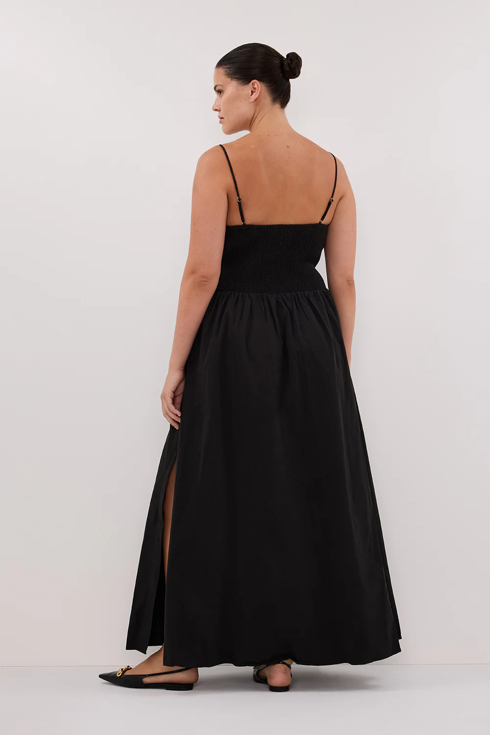 MILANO BLACK COTTON MIDI DRESS - Yukikoi