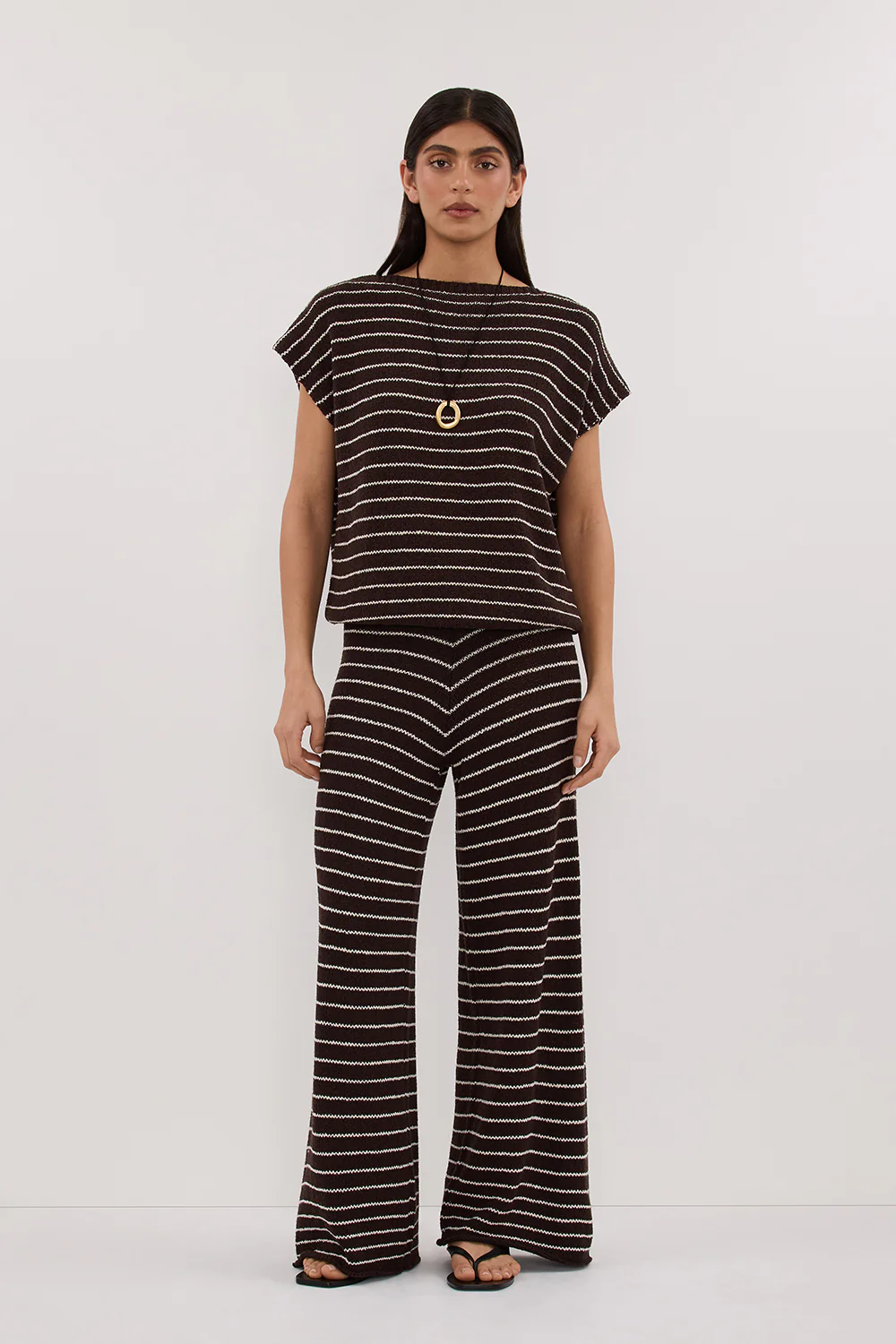 ASPEN CHOC STRIPE KNIT TOP - Yukikoi