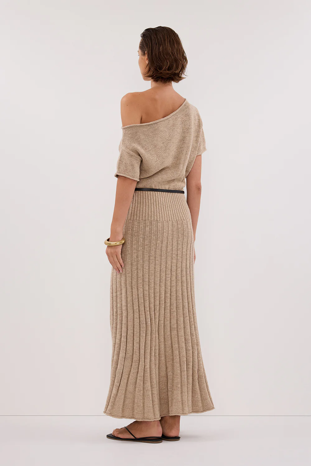 RICK NATURAL ASYM KNIT MIDI DRESS - Yukikoi