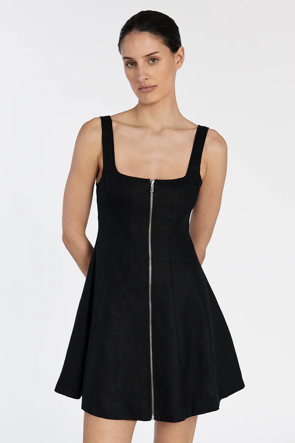 HARRIET BLACK LINEN MINI DRESS - Yukikoi