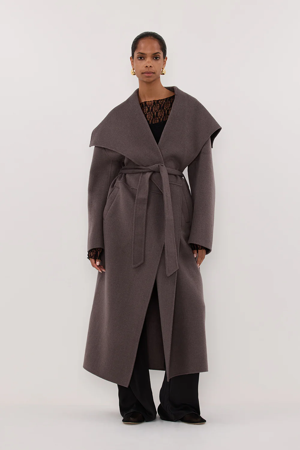 LUCIA TURKISH COFFEE OVERSIZED MARLE COAT - Yukikoi
