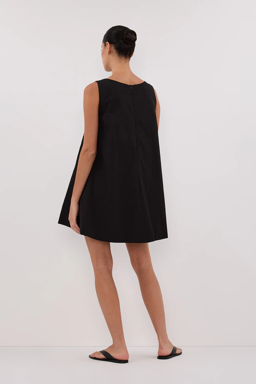 MAISIE BLACK POPLIN MINI DRESS - Yukikoi