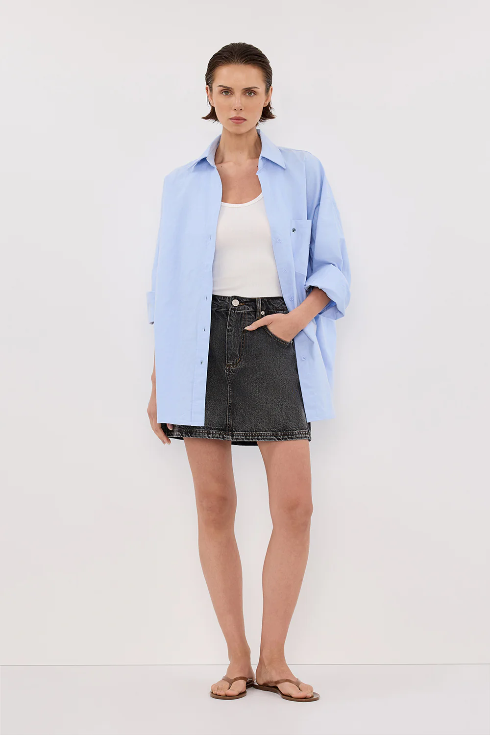 MASON WASHED BLACK DENIM MINI SKIRT - Yukikoi