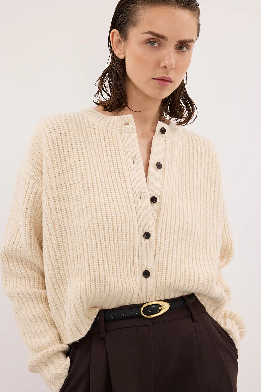 EVALINA SANDSTONE KNIT CARDIGAN - Yukikoi