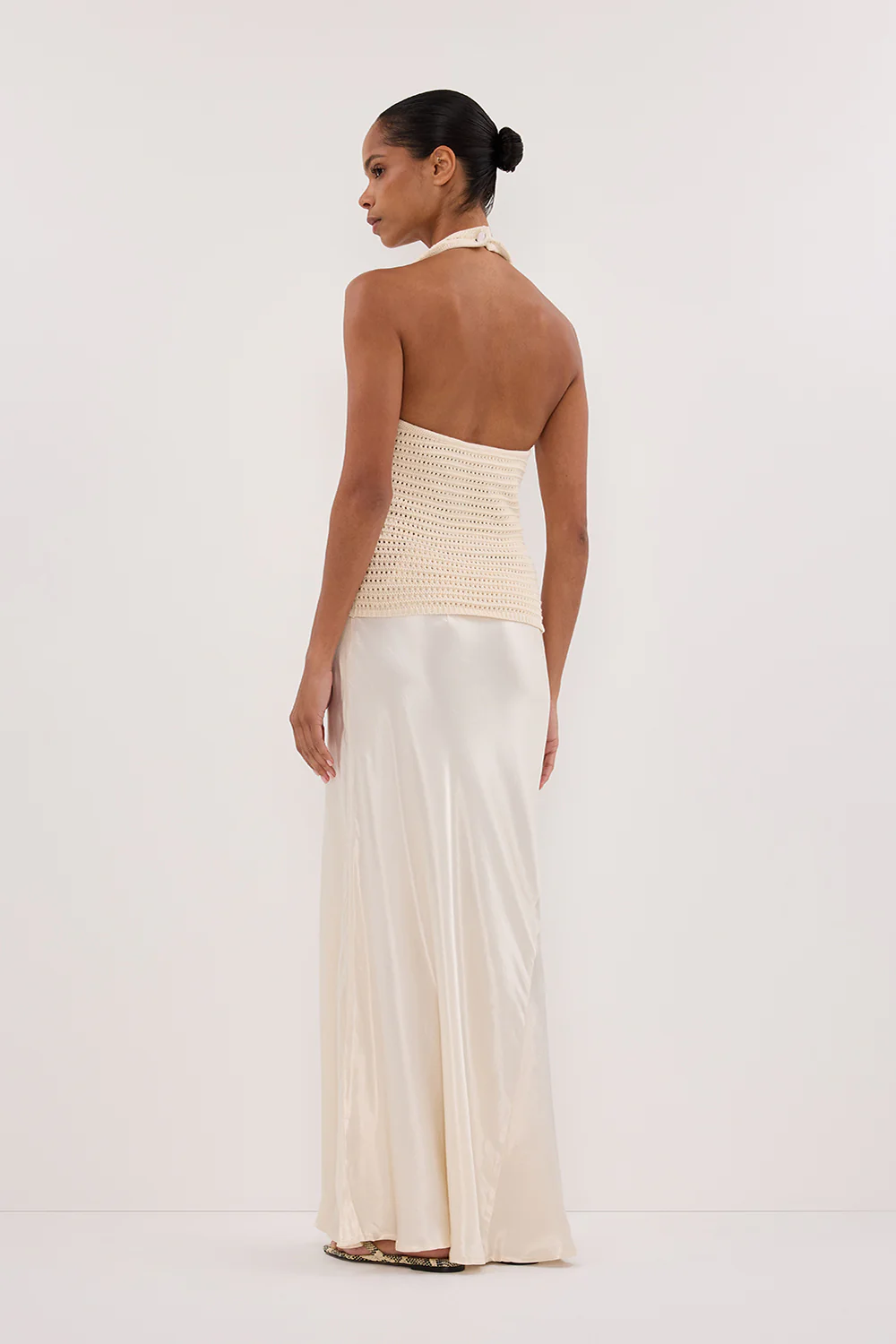 GINA CREAM HALTER CROCHET TOP - Yukikoi