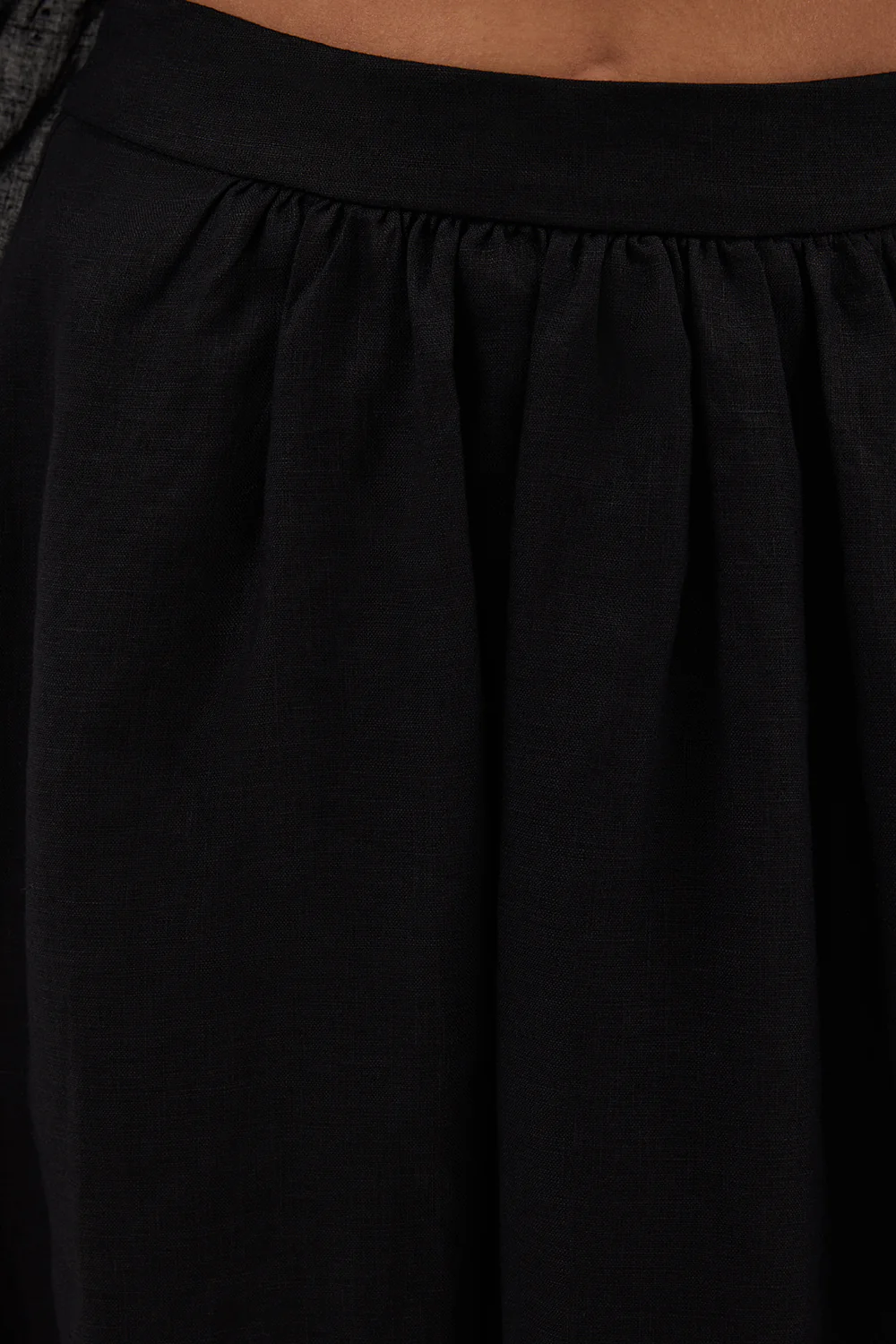 GEMIMA BLACK LINEN MIDI SKIRT - Yukikoi